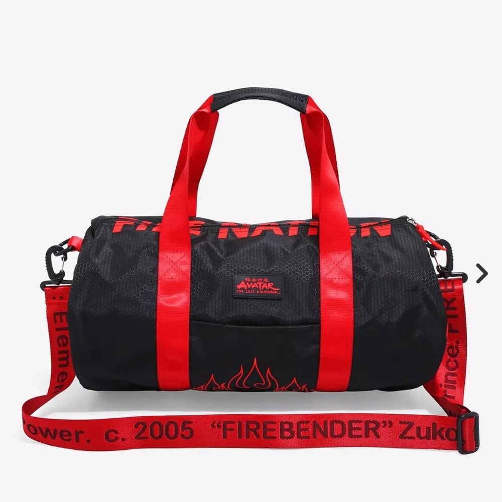 ISO Avatar Firebender Black and Red Duffel Bag for Men dontbuy